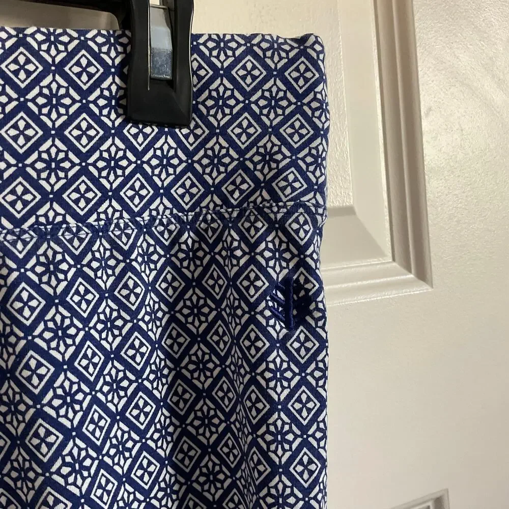 Coolibar UPF 50+ Blue Printed Matiz‎ Ruched Capris - Size Small